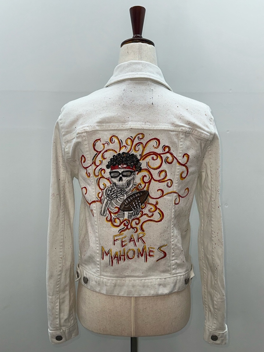 Hand Painted KC Chiefs Kansas City Jacket Patrick Mahomes Calvin Klein Women’s S